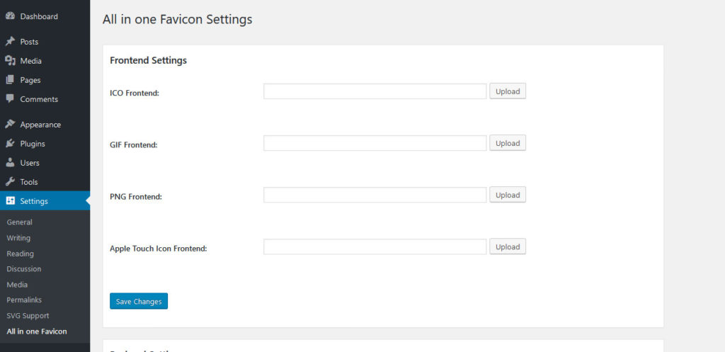 all in one favicon plugin settings