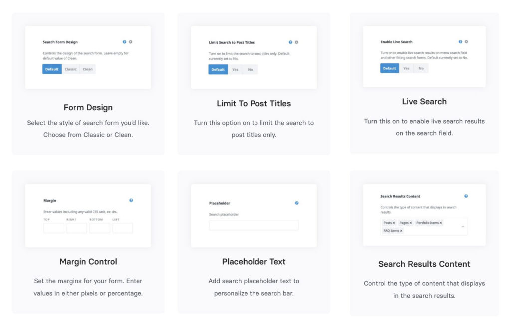 avada custom wordpress search options