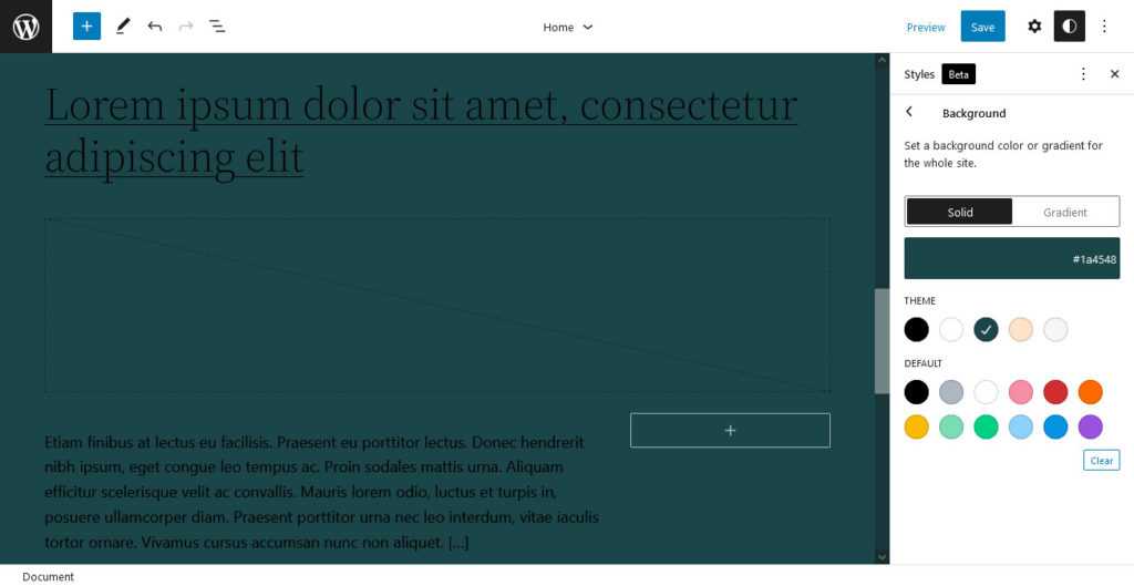 change color in full site editing