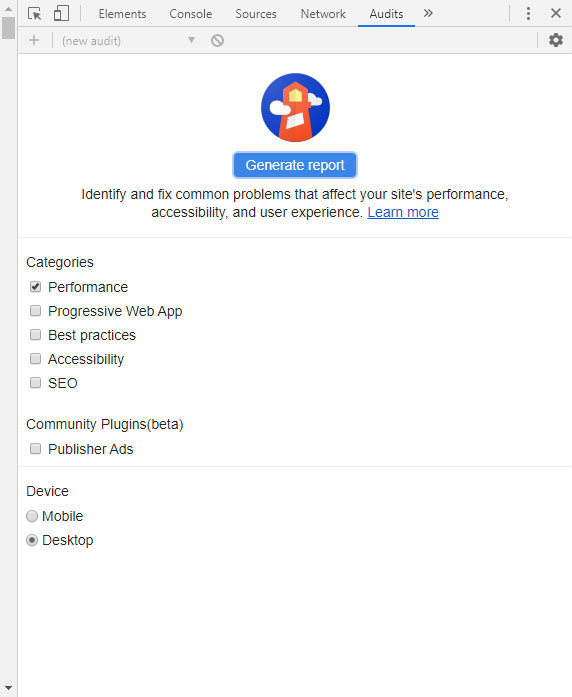 dev tools performance audit