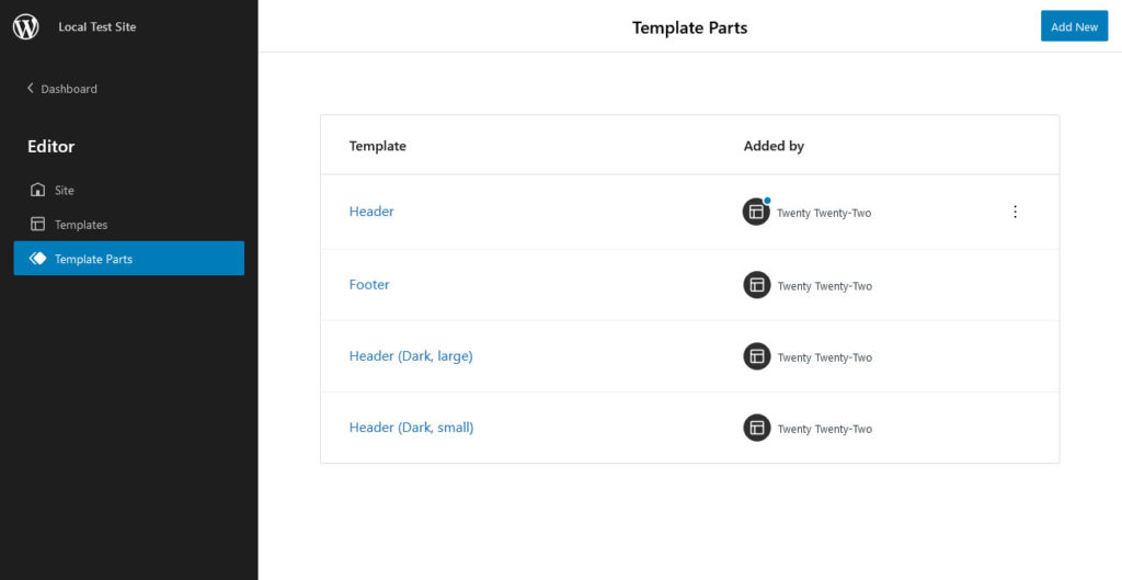 edit template parts