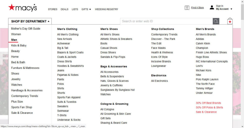 flat navigation hierarchy example