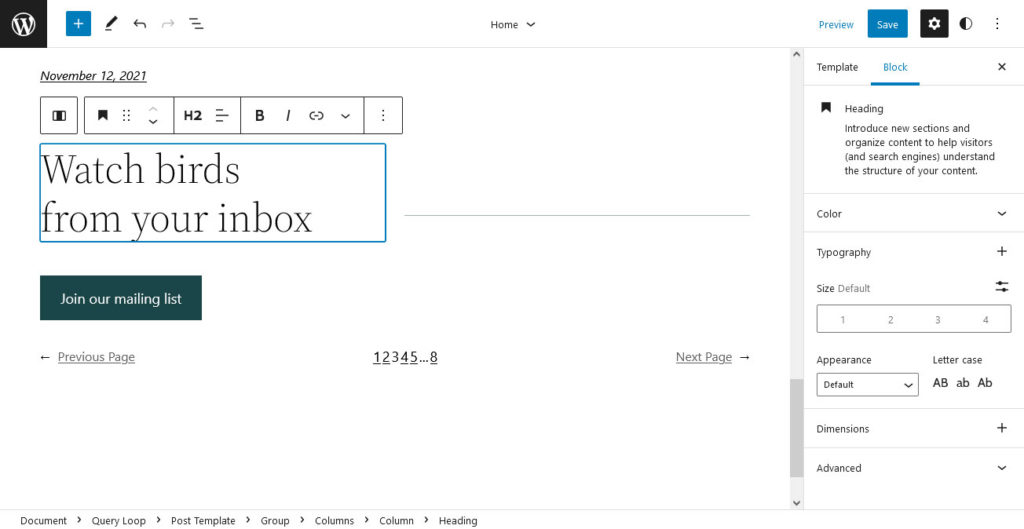 changing singular blocks in full site editing