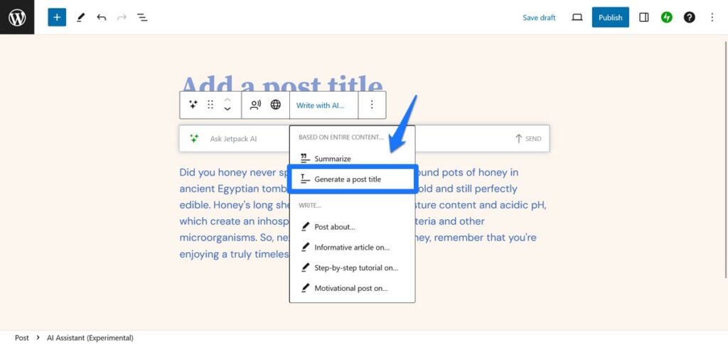 generate a post title with jetpack ai assistant