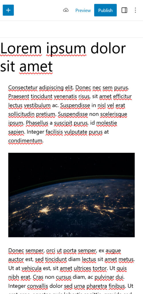 gutenberg editor mobile view