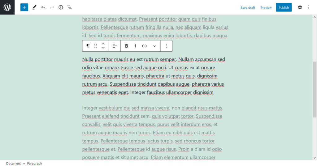 gutenberg full screen mode example