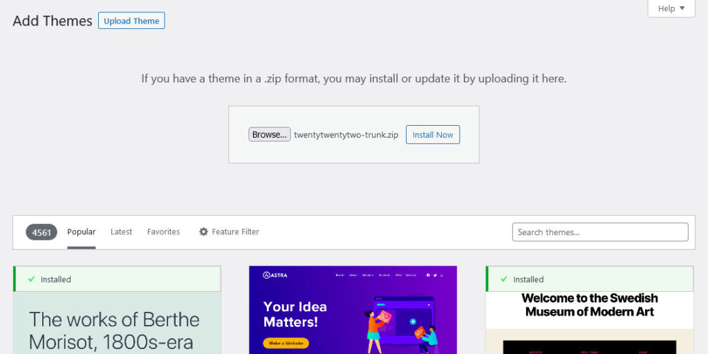 install twenty twenty two theme for review