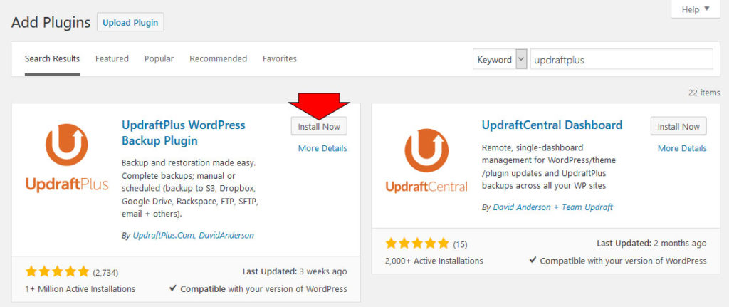 install updraftplus