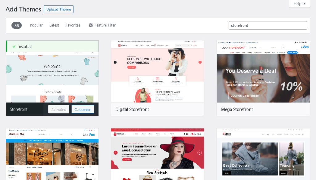 install woocommerce theme