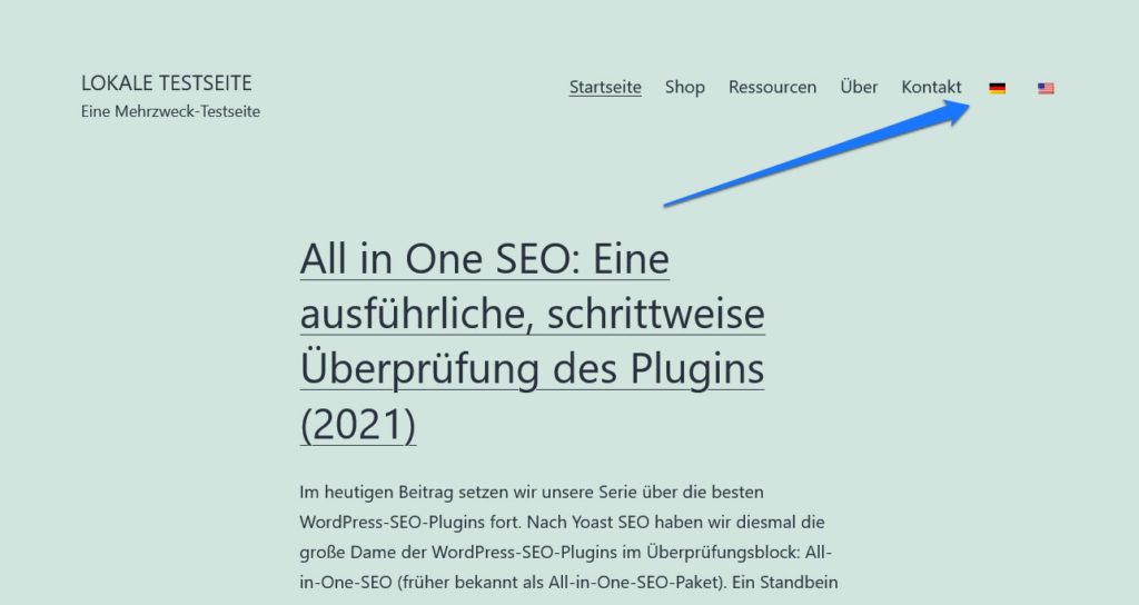 language switcher in menu
