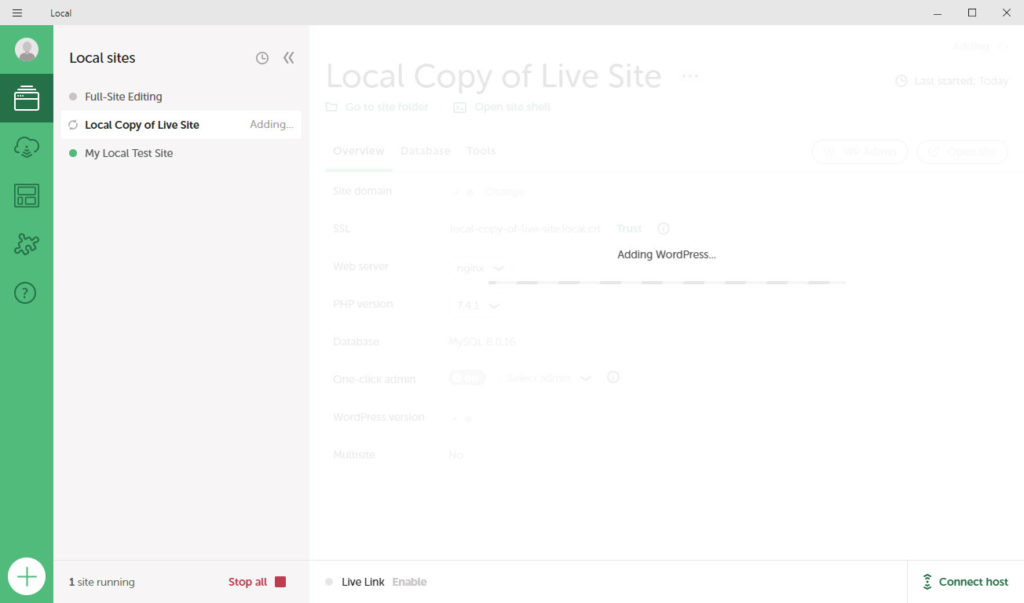 local adding wordpress files during import
