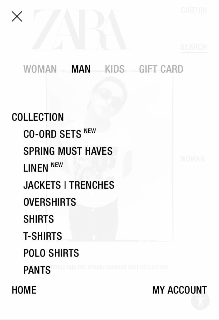 mobile menu example