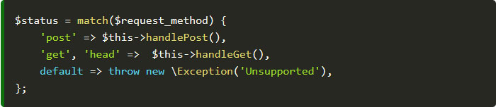 php 8 match expressions example