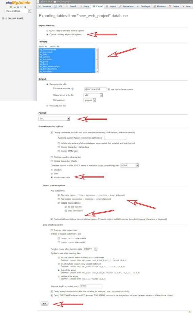 phpMyAdmin-backup-database-setup