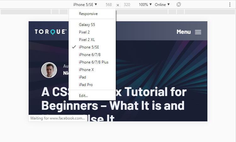 pick device sizes in responsive mode