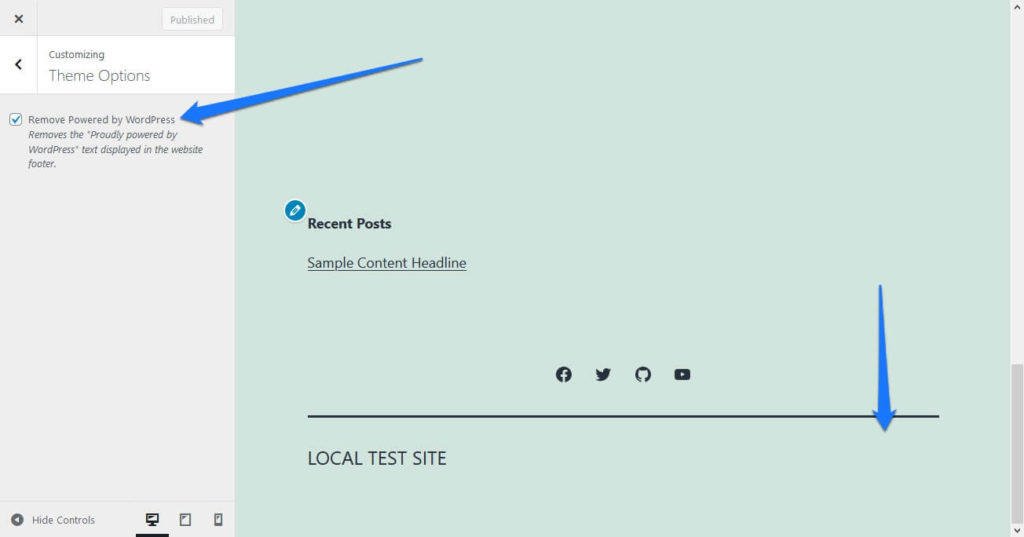 remove powered by wordpress plugin settings