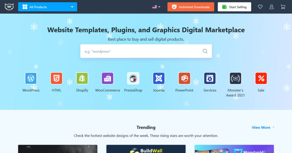 templatemonster homepage