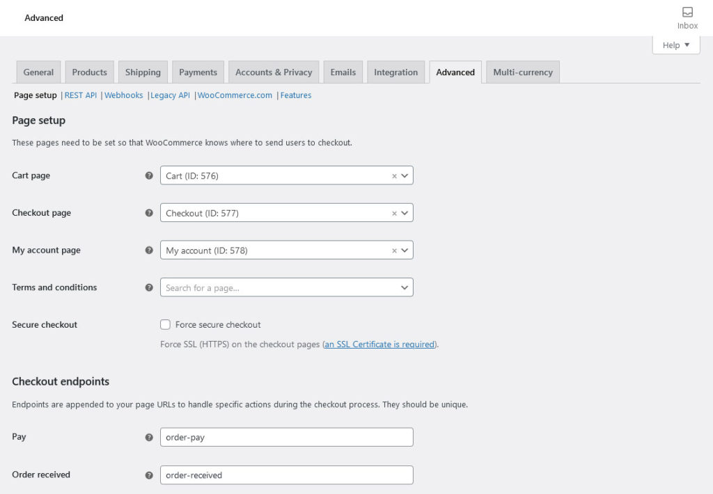 settings advanced