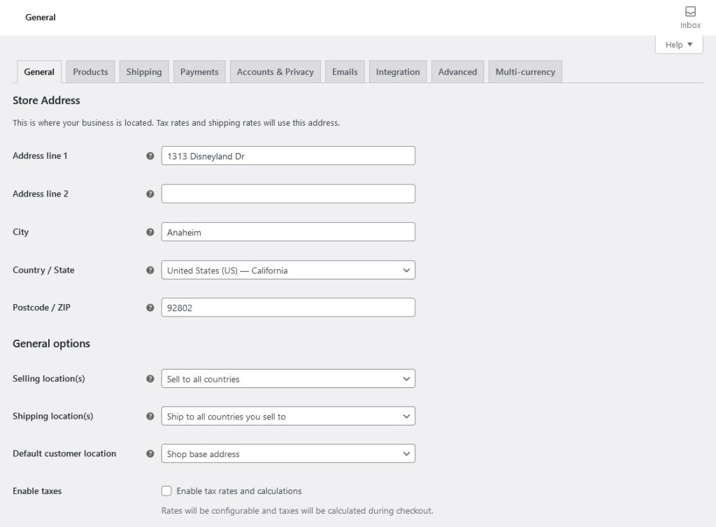 woocommerce settings general