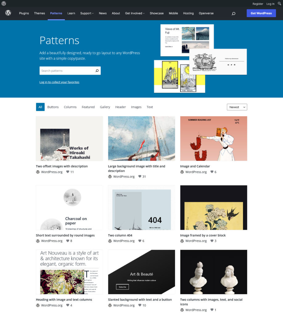 wordpress block pattern directory