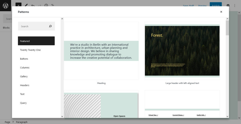 wordpress block pattern explorer