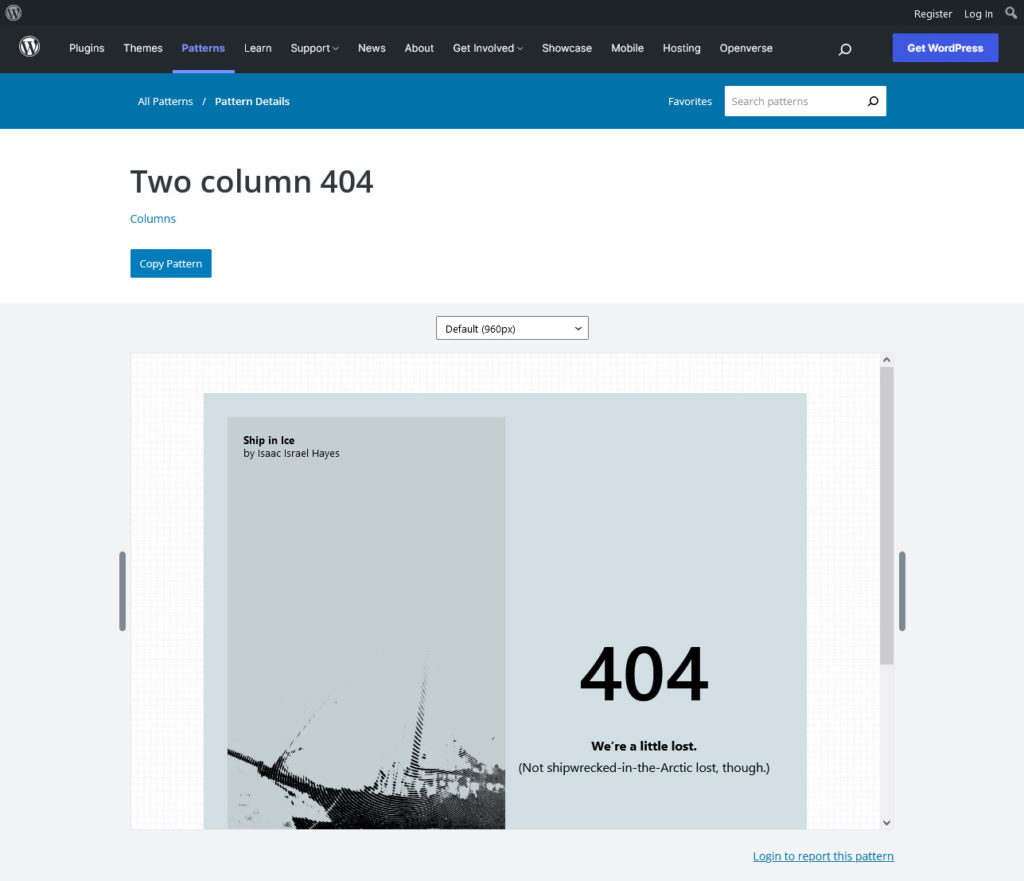 wordpress block pattern in directory example