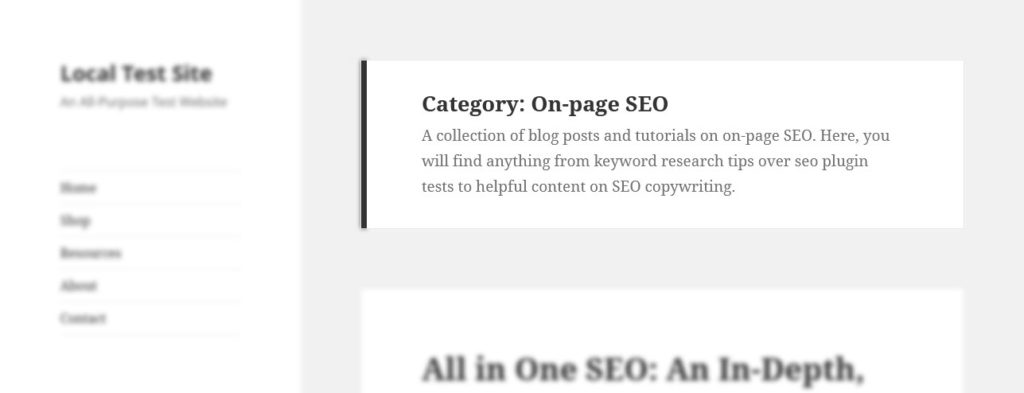 WordPress SEO: wordpress category archive description on page example