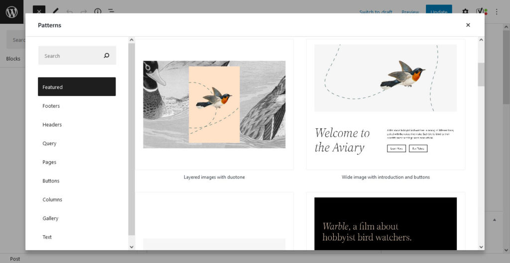 wordpress pattern explorer