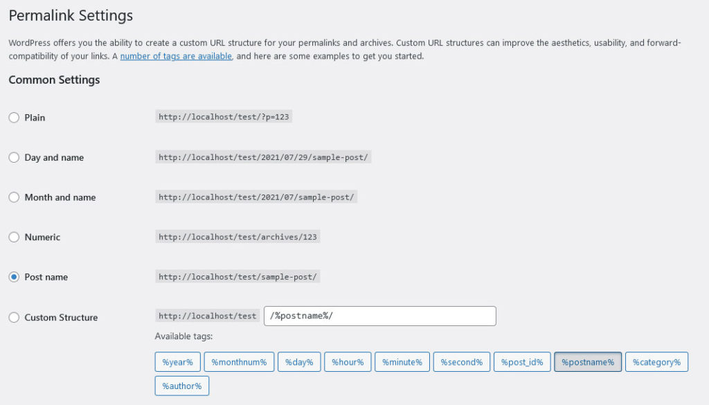 WordPress SEO: wordpress permalink settings
