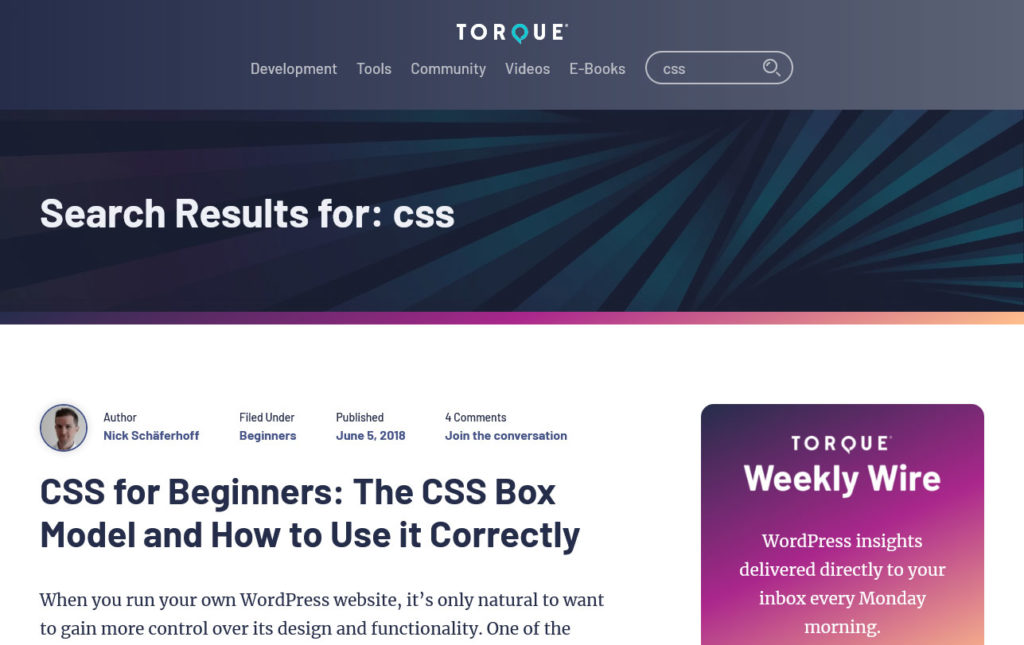 wordpress search example
