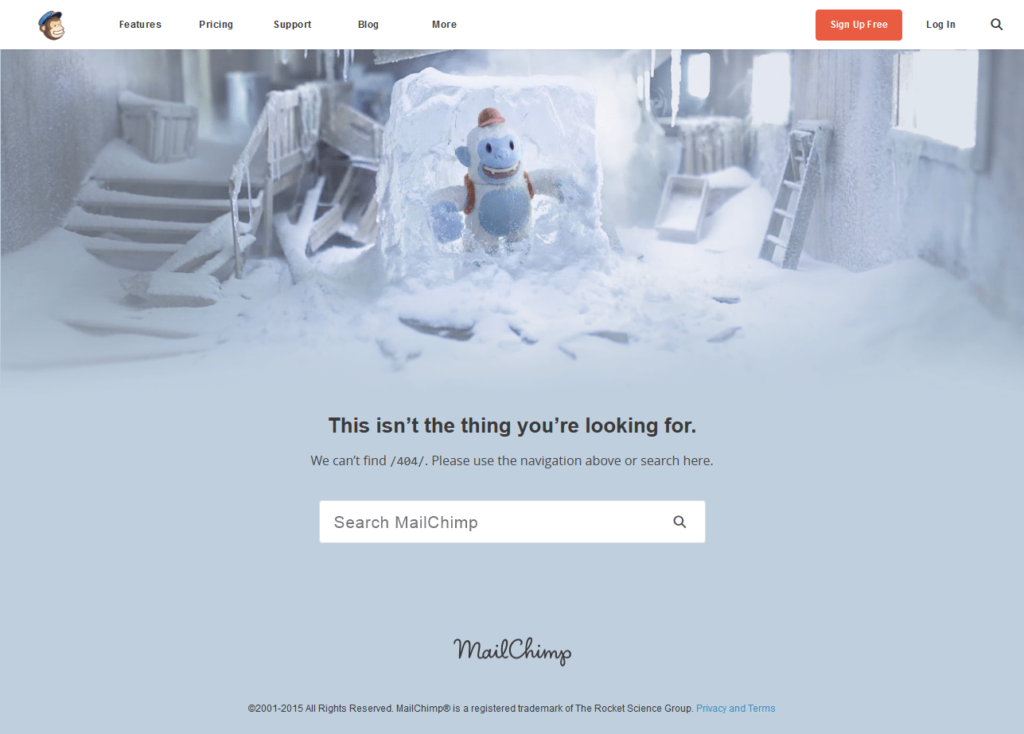 404 page examples MailChimp