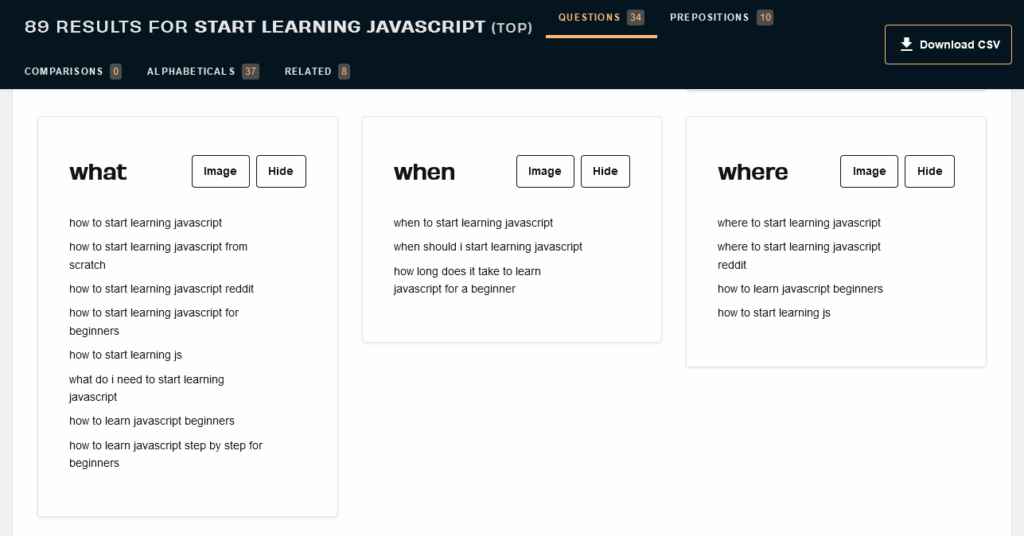 answer the public keyword research tool