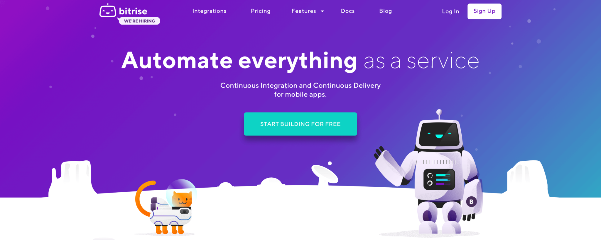 The Bitrise website.