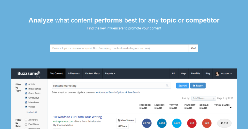 blogging tools wordpress buzzsumo