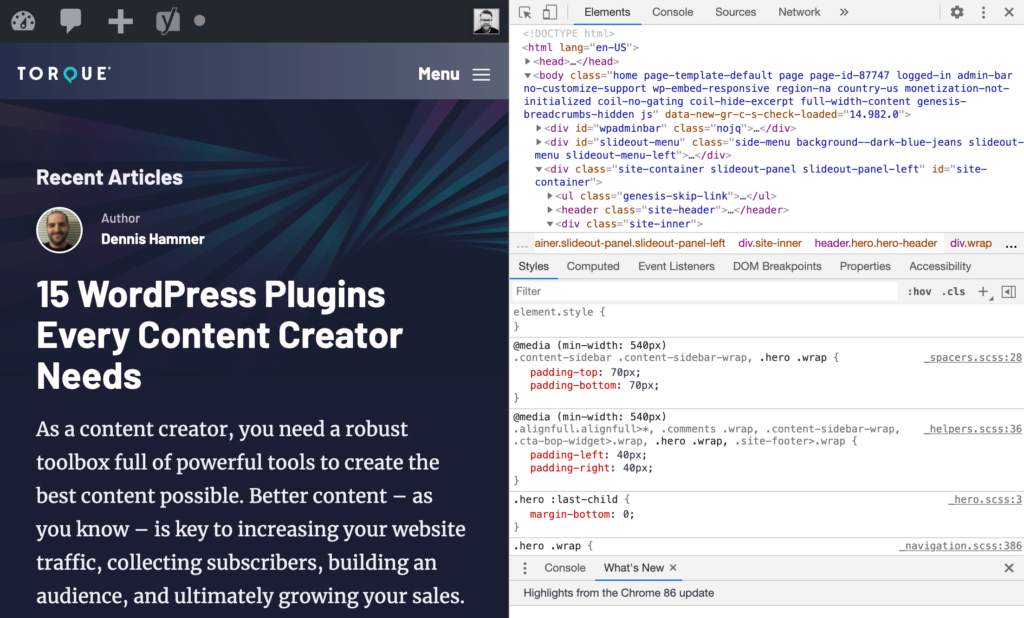 How To Find Out What Theme A Website Is Using: The Chrome Inspector.