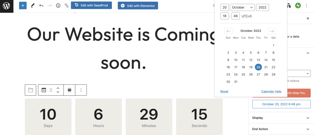 Adding a countdown timer to a maintenance mode page