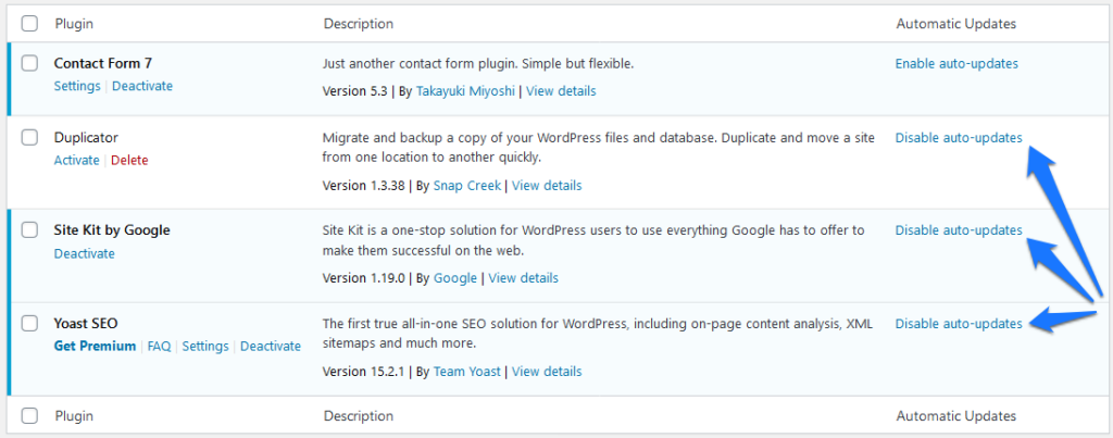 disable automatic updates for wordpress plugins
