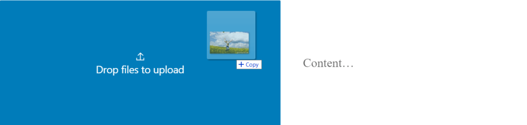 Dragging and dropping a new media element into the Media & Text block. 