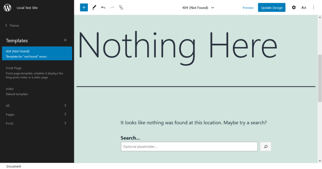 edit page template in wordpress full site editing experiment