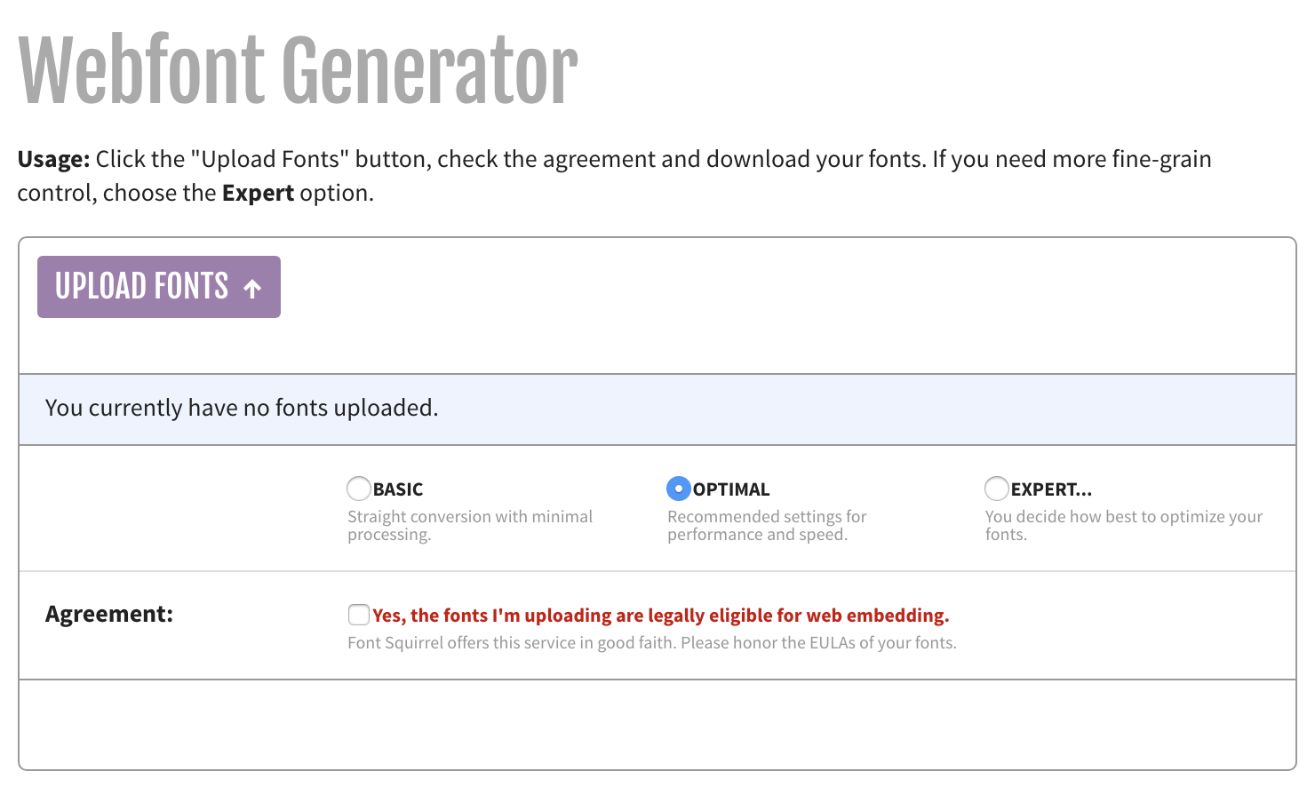 Font Squirrel web font generator