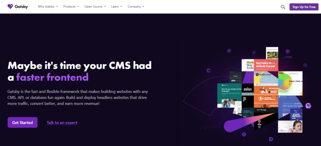 The Gatsby framework homepage