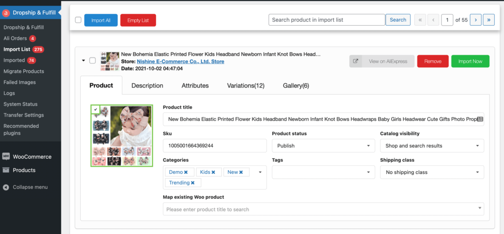 Import AliExpress products to WooCommerce