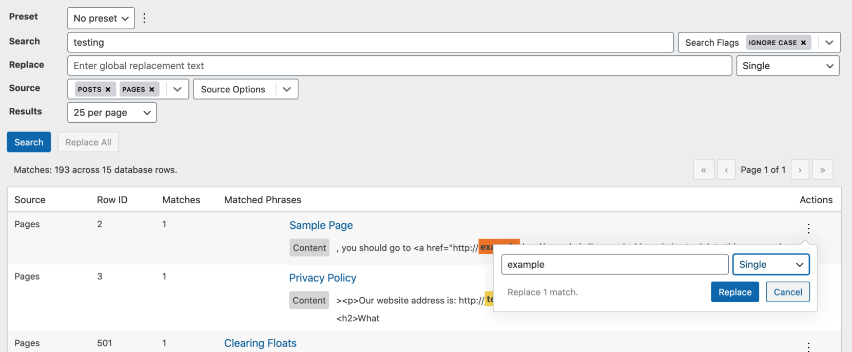 Edit a specific match using the Search Regex plugin. 