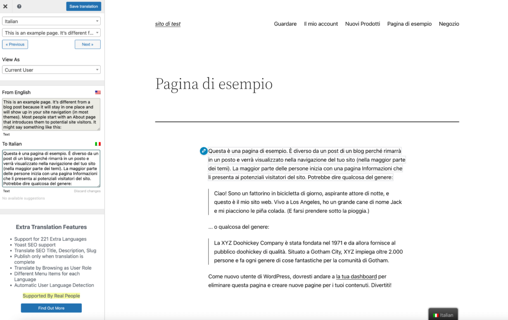 TranslatePress editor