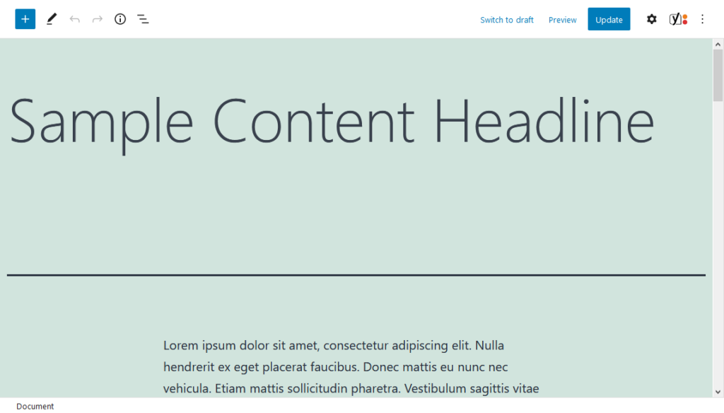 twenty twenty one editor styles example
