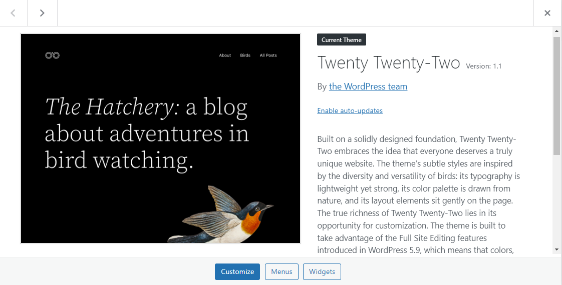 The Twenty Twenty-Two theme