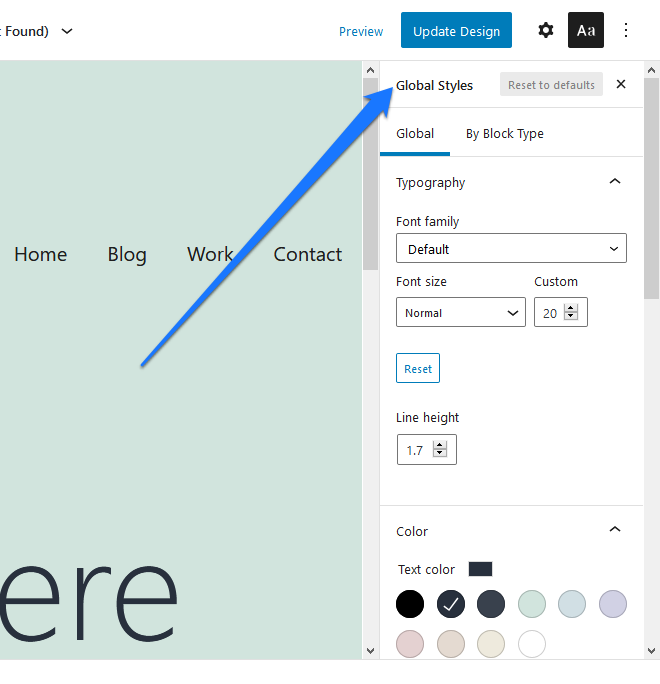 wordpress full site editing change global styles