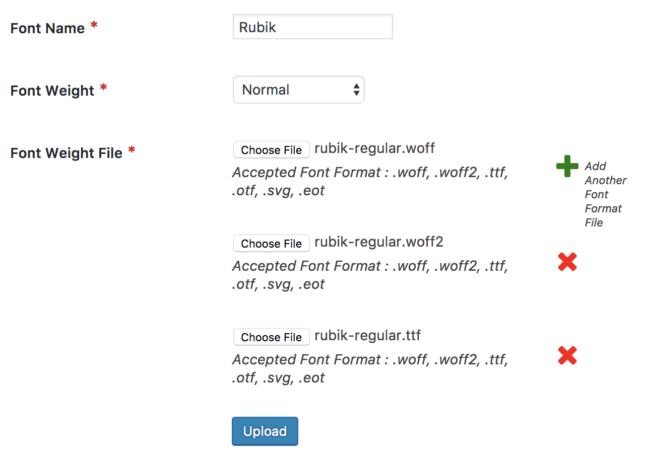 WordPress upload fonts