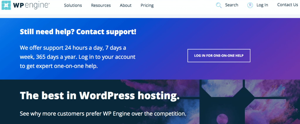WP Engine's customer support page.
